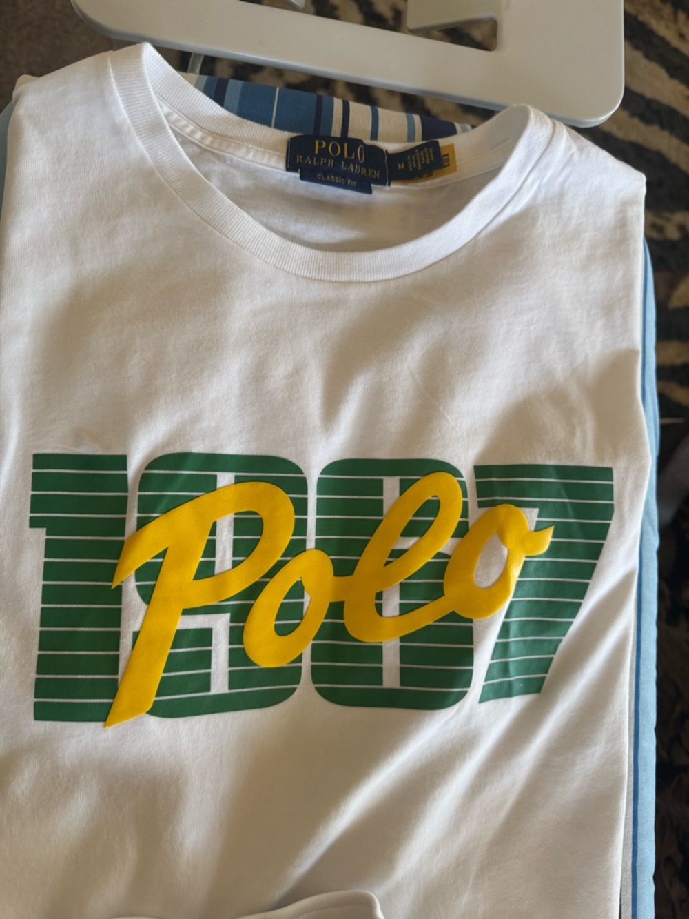 Polo by Ralph Lauren Men’s White Graphic Logo Tee and Shorts - Green & Yellow